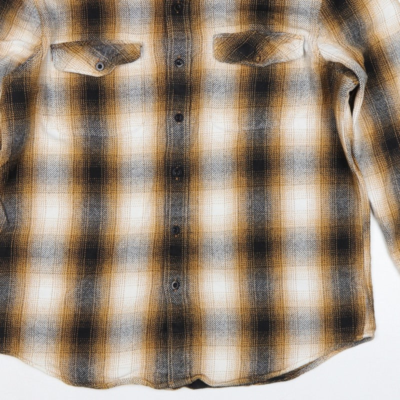 American Eagle Men’s L Brown Plaid Classic Fit Flannel Button-Up Shirt