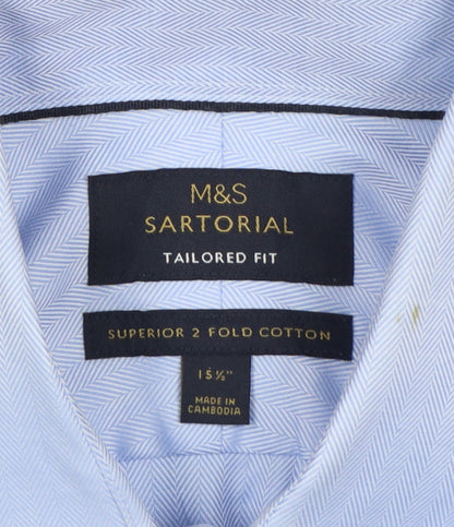 Marks & Spencer Men's Blue 15.5 Tailored Fit French Cuff Dress Shirt
