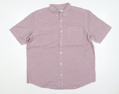 Cotton Oxford John Lewis Men’s XL Red Blue Check Short Sleeve Shirt