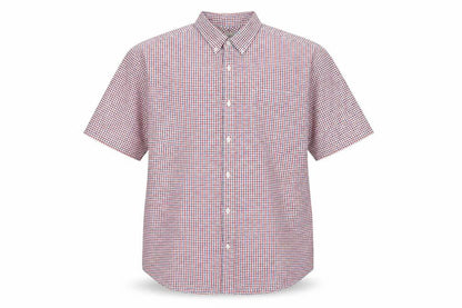 Cotton Oxford John Lewis Men’s XL Red Blue Check Short Sleeve Shirt