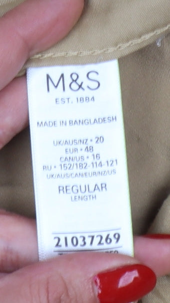 M&S Women’s Beige UK 20 High Rise Wide Leg Belted Trousers