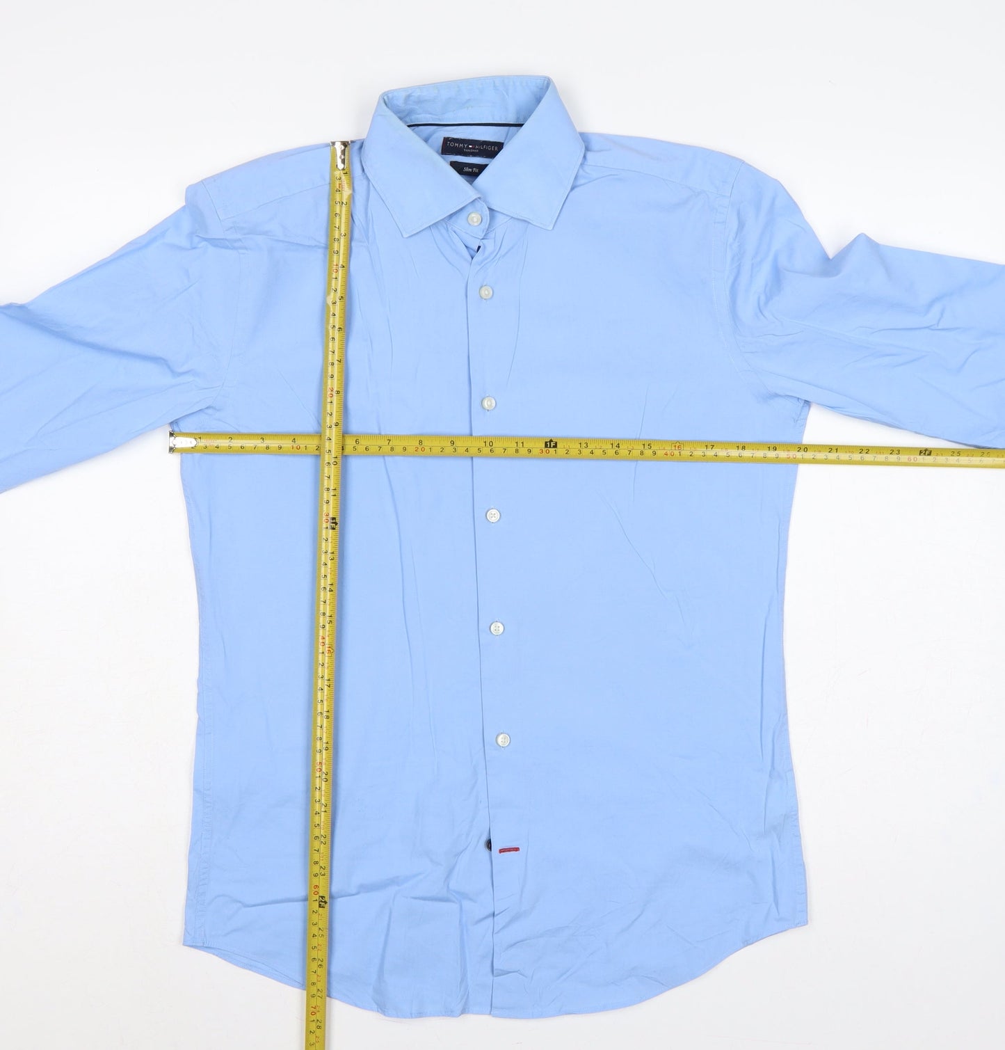 Tommy Hilfiger Men Blue 16.5 Slim Fit Long Sleeve Button-Up Shirt