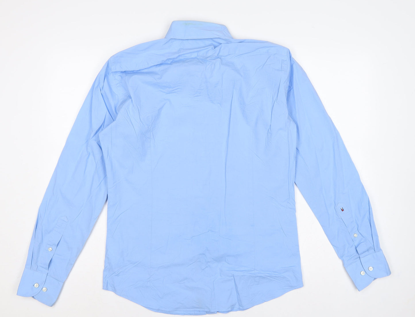 Tommy Hilfiger Men Blue 16.5 Slim Fit Long Sleeve Button-Up Shirt