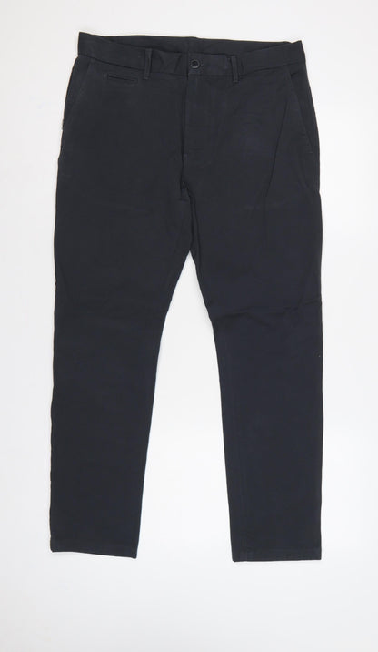 Marks and Spencer Men’s Navy 32in Slim Tapered Cotton Trousers