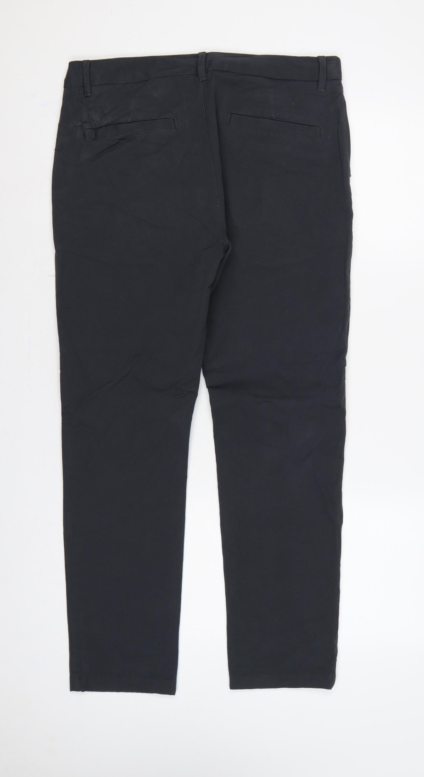 Marks and Spencer Men’s Navy 32in Slim Tapered Cotton Trousers