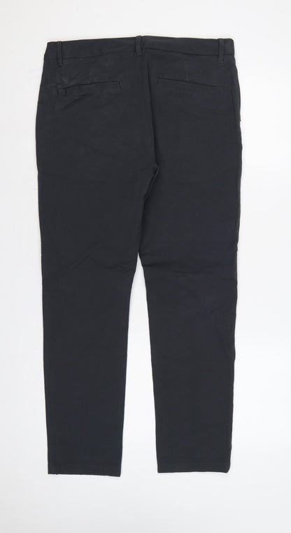 Marks and Spencer Men’s Navy 32in Slim Tapered Cotton Trousers