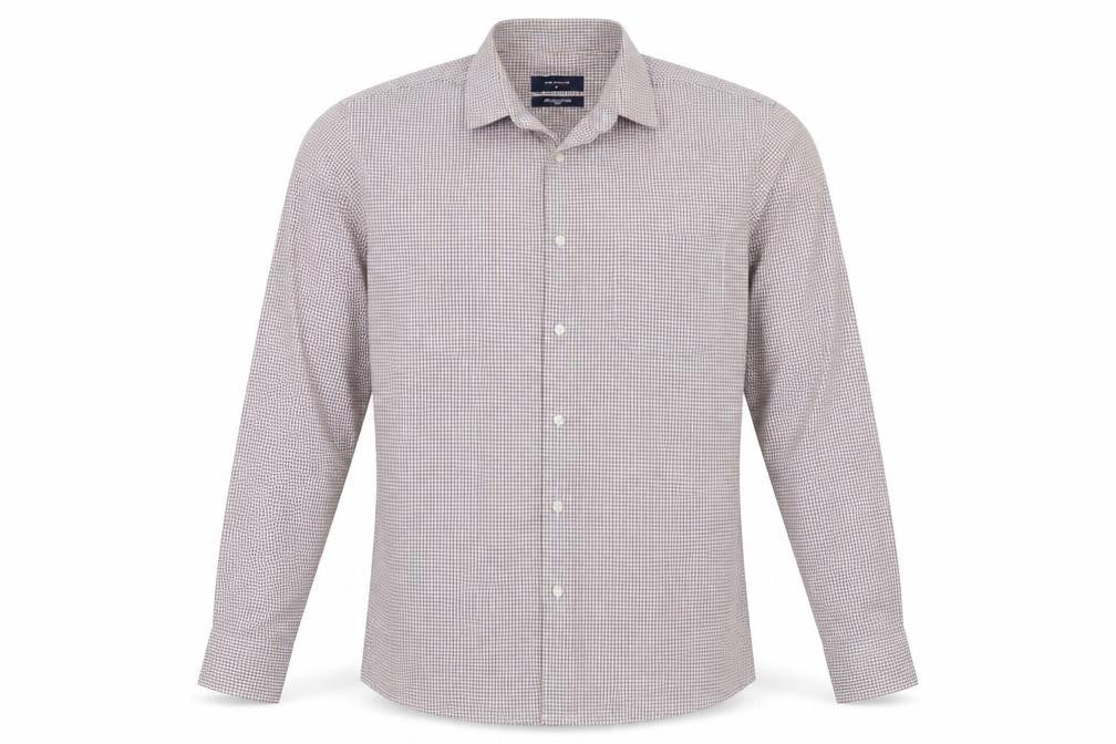 Peter England Men’s Beige Check Cotton Shirt Size 40 Regular Button-Up