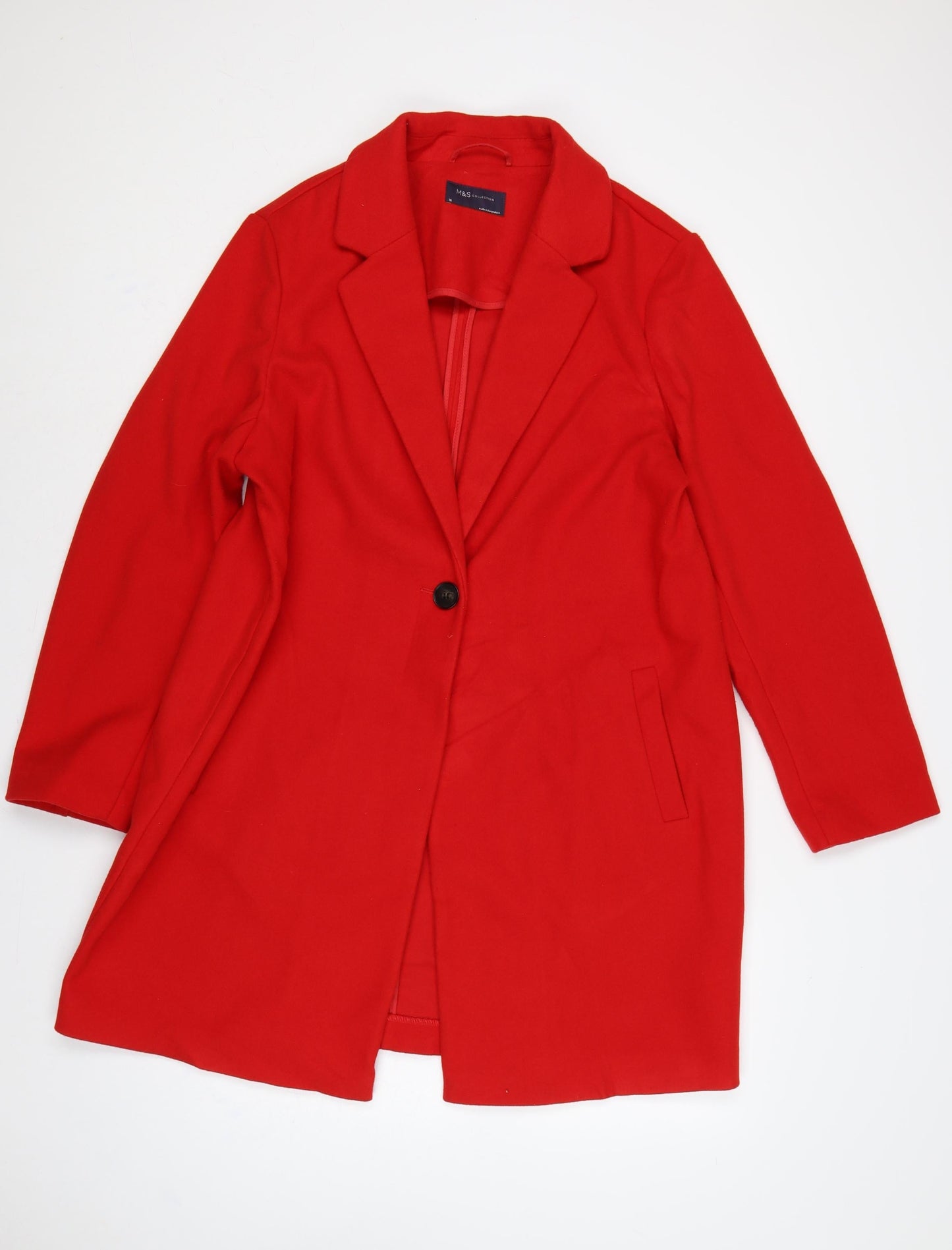 Marks and Spencer Women Red UK 16 Single-Breasted Long Overcoat