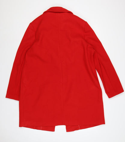 Marks and Spencer Women Red UK 16 Single-Breasted Long Overcoat