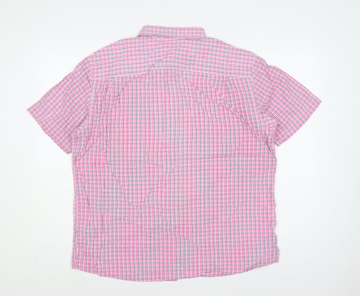 Marks and Spencer Men Pink Check Button-Down Short Sleeve Shirt L