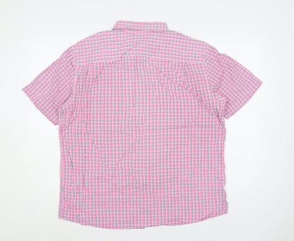 Marks and Spencer Men Pink Check Button-Down Short Sleeve Shirt L