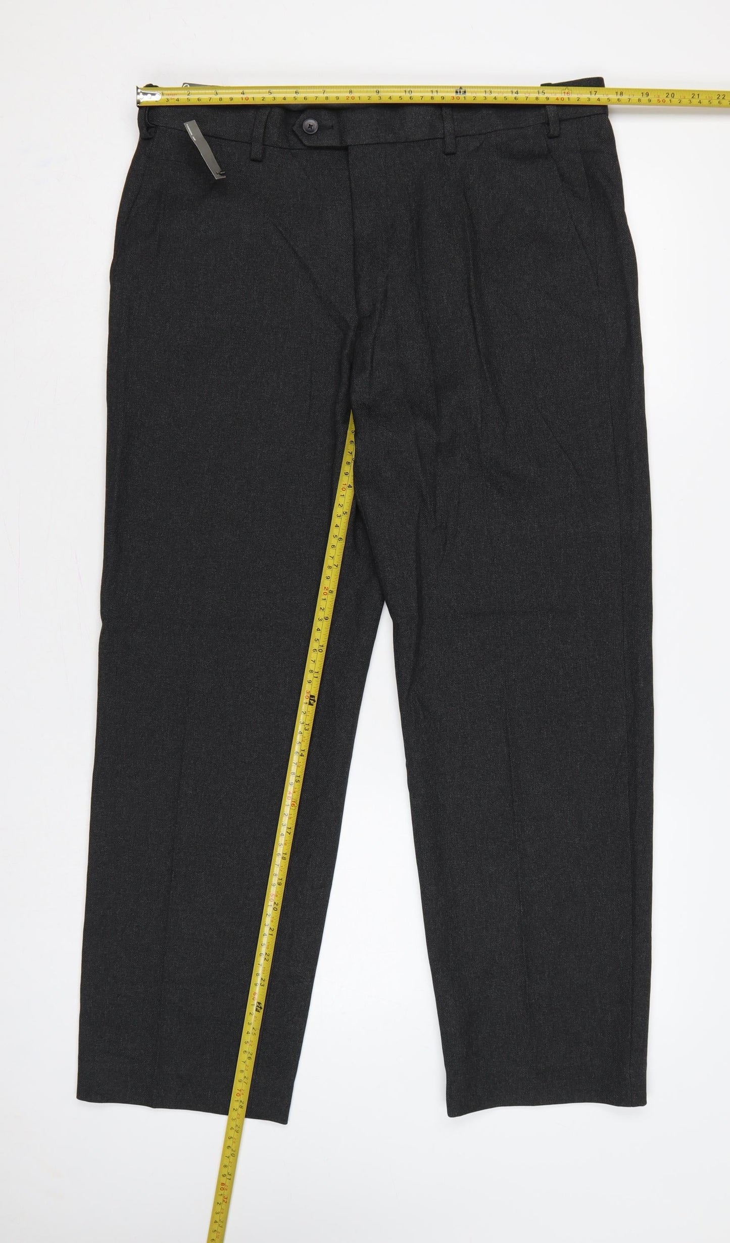Marks & Spencer Men's Grey 36 29 Regular Fit Dress Trousers
