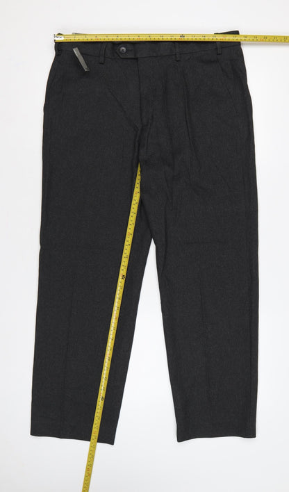 Marks & Spencer Men's Grey 36 29 Regular Fit Dress Trousers