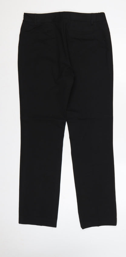 Marks and Spencer Women Black UK 12 Straight Tailored Trousers Zip Pockets