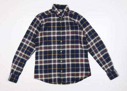 Barbour Men's Blue Check Flannel Button-Down Shirt M Tailored Fit