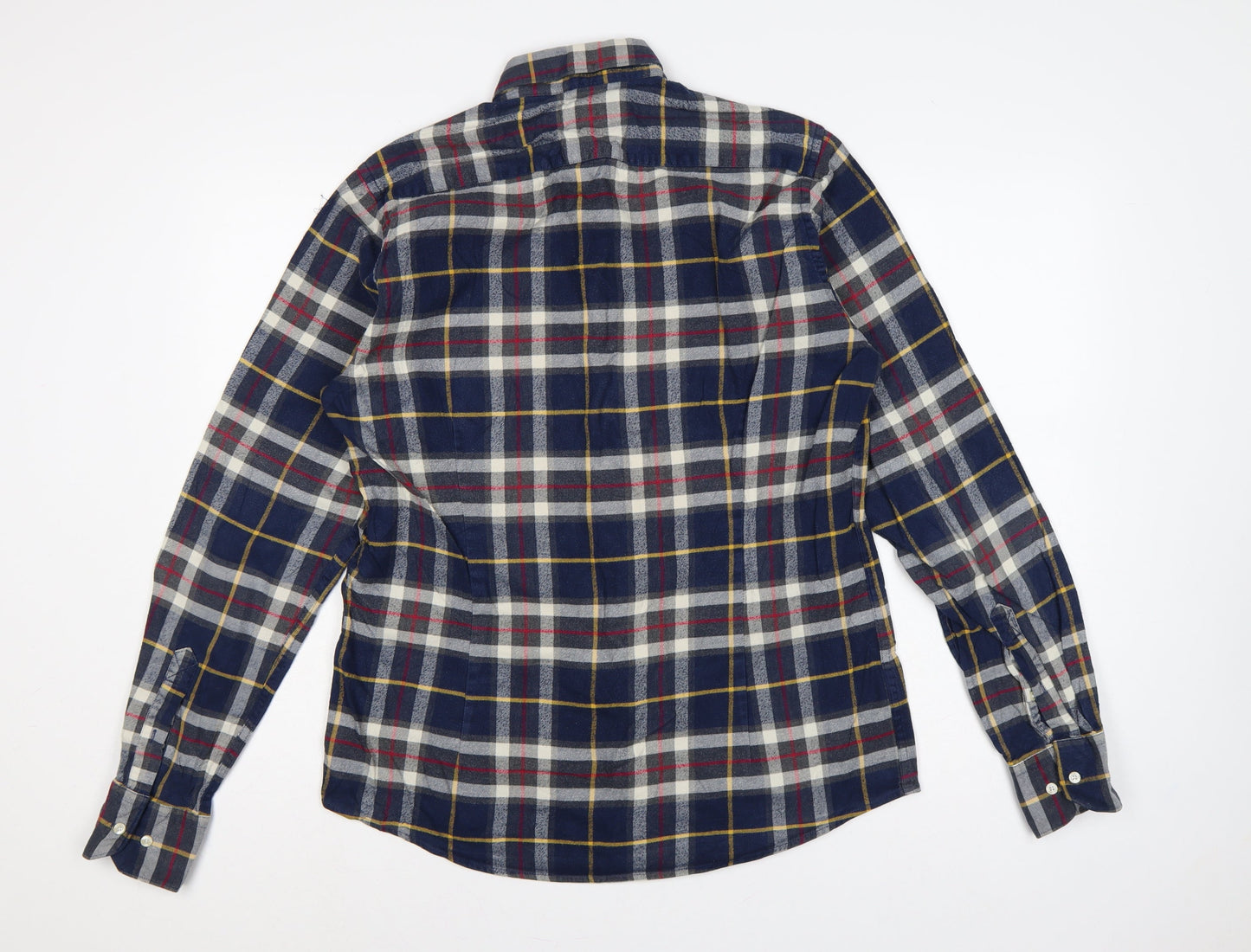 Barbour Men's Blue Check Flannel Button-Down Shirt M Tailored Fit