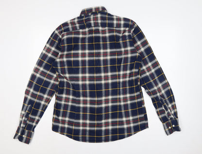 Barbour Men's Blue Check Flannel Button-Down Shirt M Tailored Fit