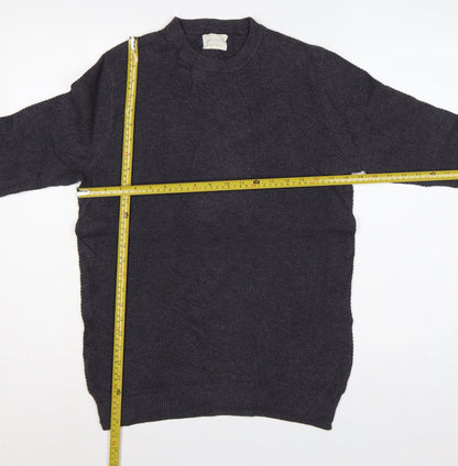 Howick Men’s Grey Organic Cotton S Waffle Knit Crew Neck Jumper