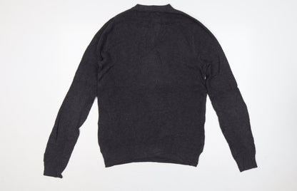 Howick Men’s Grey Organic Cotton S Waffle Knit Crew Neck Jumper