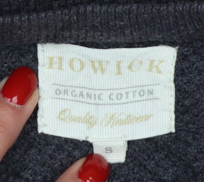Howick Men’s Grey Organic Cotton S Waffle Knit Crew Neck Jumper