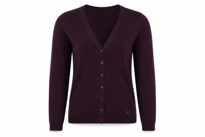 Benetton Women’s Purple XS 100% Wool V-Neck Button Cardigan