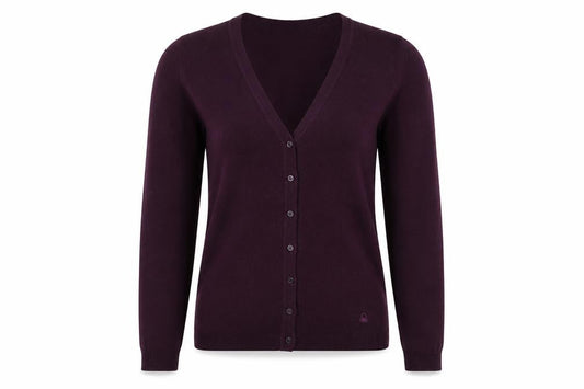 Benetton Women’s Purple XS 100% Wool V-Neck Button Cardigan