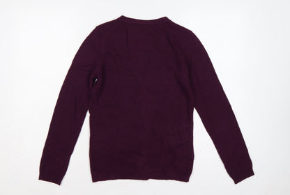 Benetton Women’s Purple XS 100% Wool V-Neck Button Cardigan