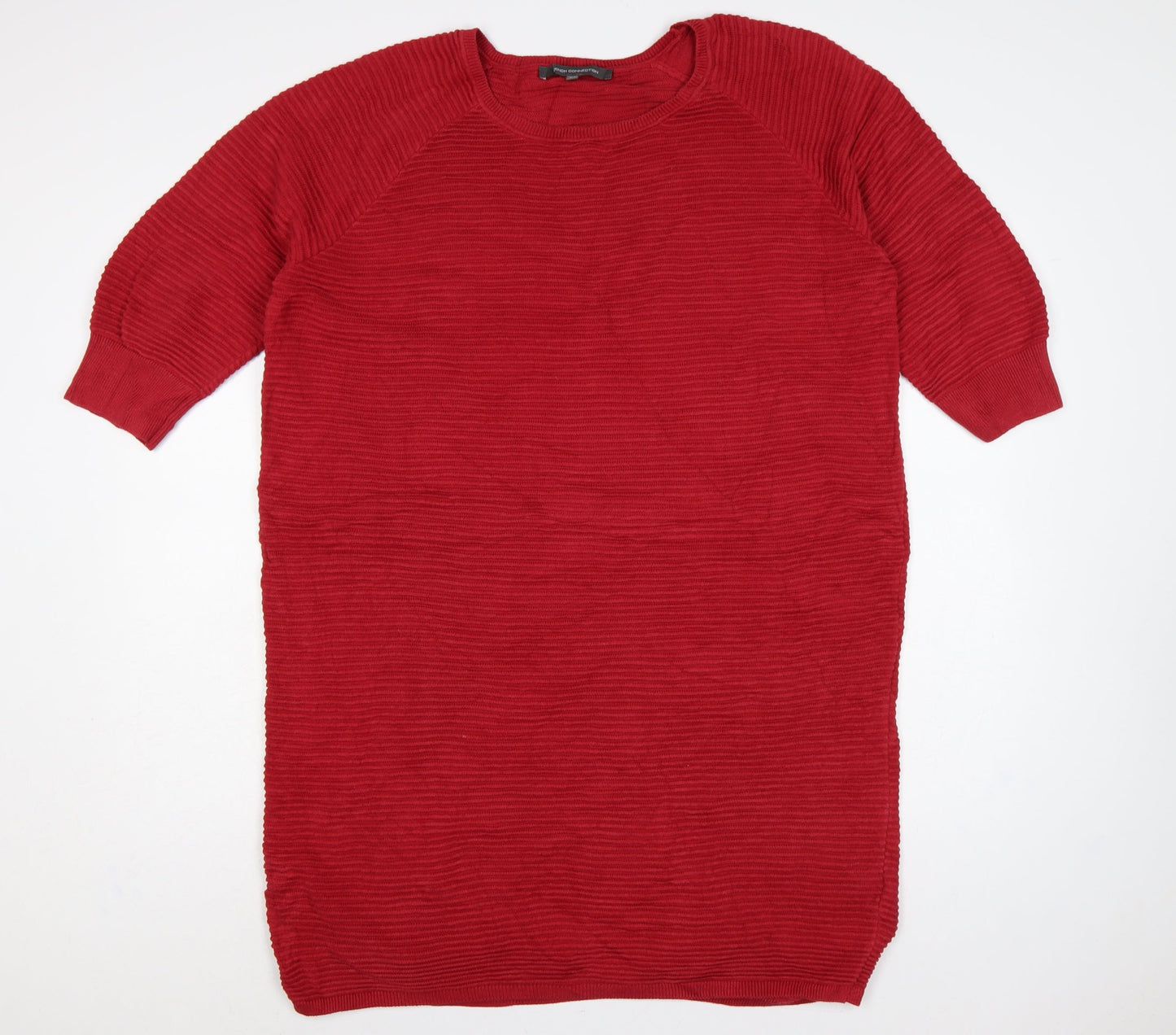 French Connection Women Red M Knee Length Jumper Dress Cotton Knit
