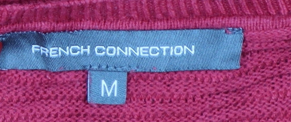 French Connection Women Red M Knee Length Jumper Dress Cotton Knit
