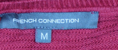 French Connection Women Red M Knee Length Jumper Dress Cotton Knit