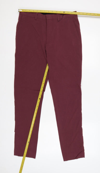 ASOS Men's Burgundy Red 32 Slim Tapered Dress Trousers 32L