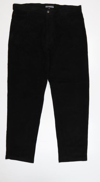 Linea Jeans Men’s Black 38R Regular Straight Cotton Trousers