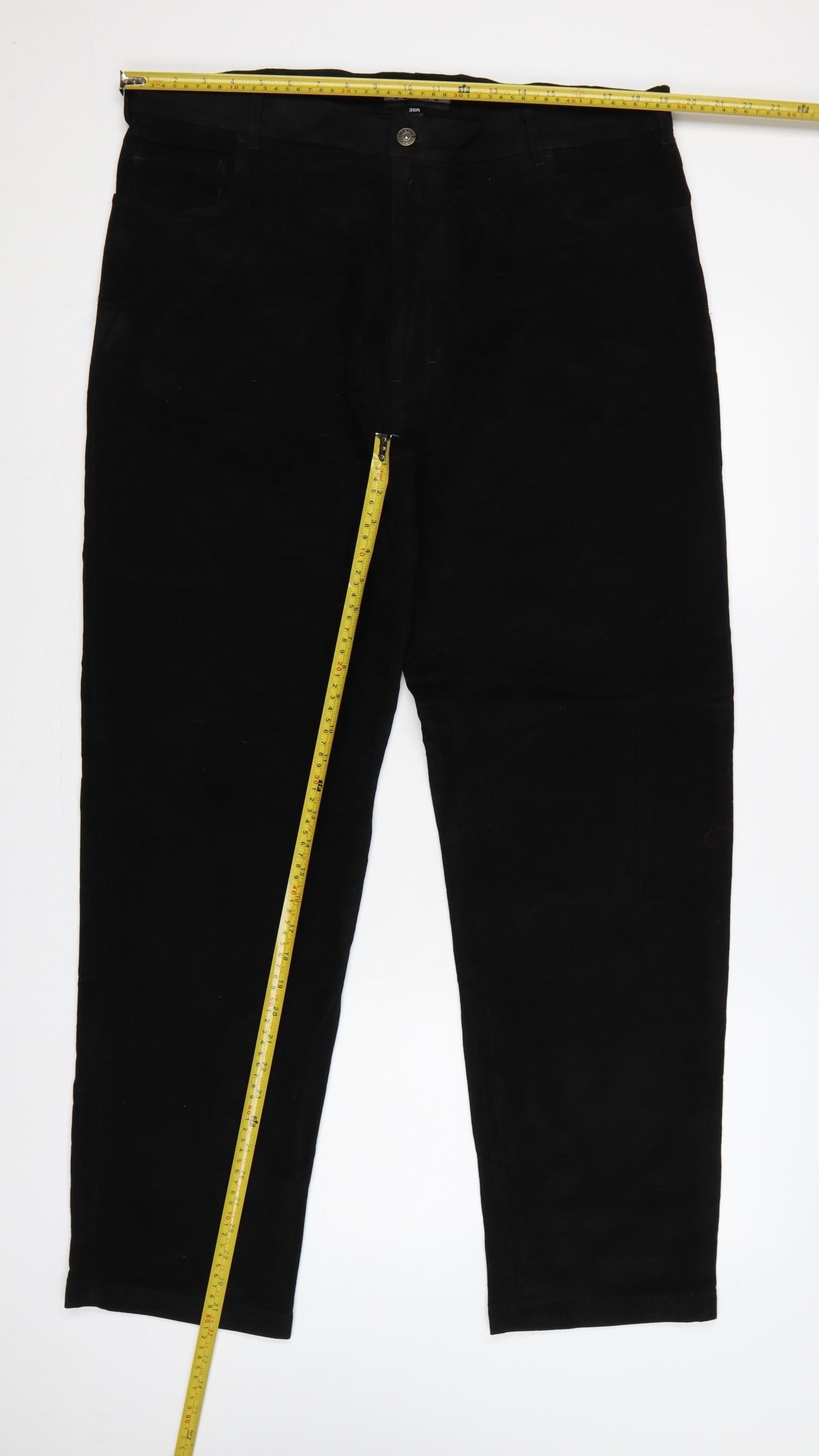 Linea Jeans Men’s Black 38R Regular Straight Cotton Trousers
