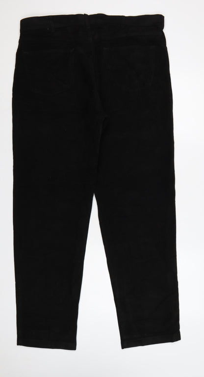Linea Jeans Men’s Black 38R Regular Straight Cotton Trousers