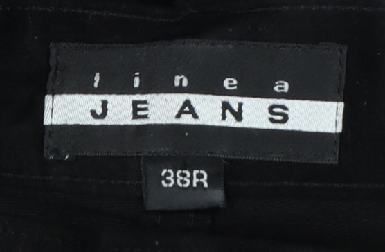 Linea Jeans Men’s Black 38R Regular Straight Cotton Trousers