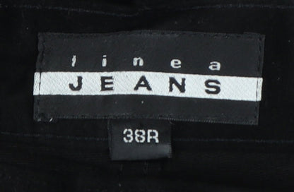 Linea Jeans Men’s Black 38R Regular Straight Cotton Trousers