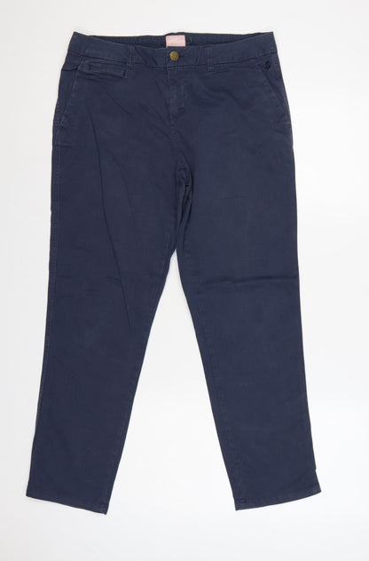 Joules Women’s Blue UK 12 Straight Chino Trousers Pockets