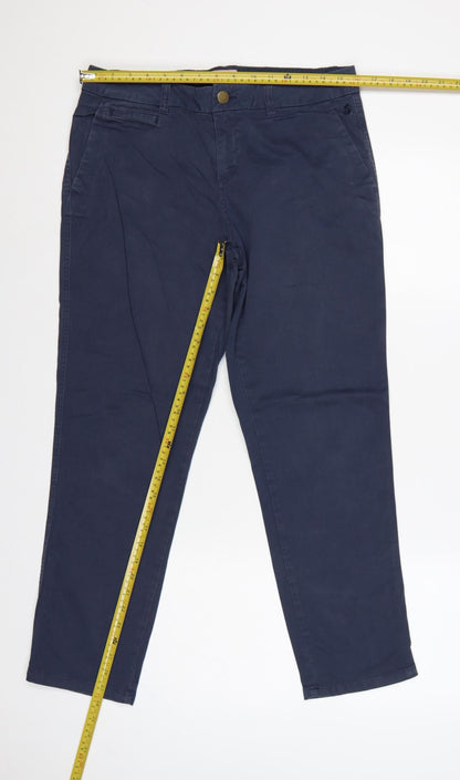 Joules Women’s Blue UK 12 Straight Chino Trousers Pockets