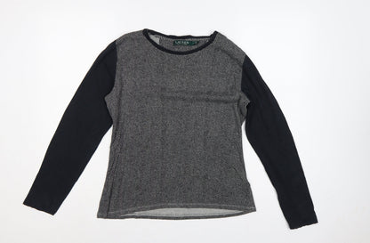 Lauren Ralph Lauren Women’s Black L Herringbone Long Sleeve Jersey Top