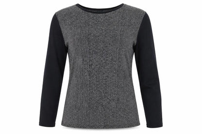 Lauren Ralph Lauren Women’s Black L Herringbone Long Sleeve Jersey Top