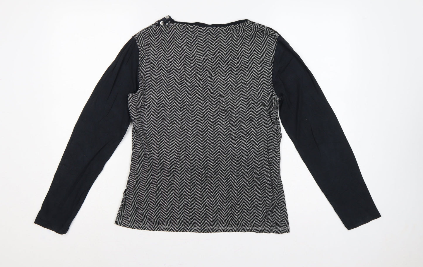 Lauren Ralph Lauren Women’s Black L Herringbone Long Sleeve Jersey Top