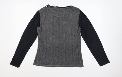 Lauren Ralph Lauren Women’s Black L Herringbone Long Sleeve Jersey Top