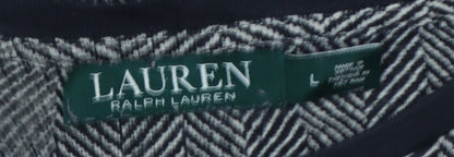 Lauren Ralph Lauren Women’s Black L Herringbone Long Sleeve Jersey Top