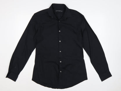 French Connection Men's Black S Long Sleeve Point Collar Button-Up Shirt
