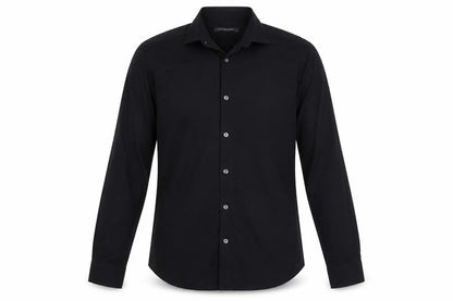 Front view of French Connection Men's Black S Long Sleeve Point Collar Button-Up Shirt