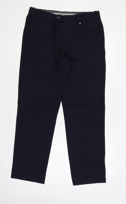 Marks and Spencer Men's Navy 34/31 Tailored Fit Dress Trousers