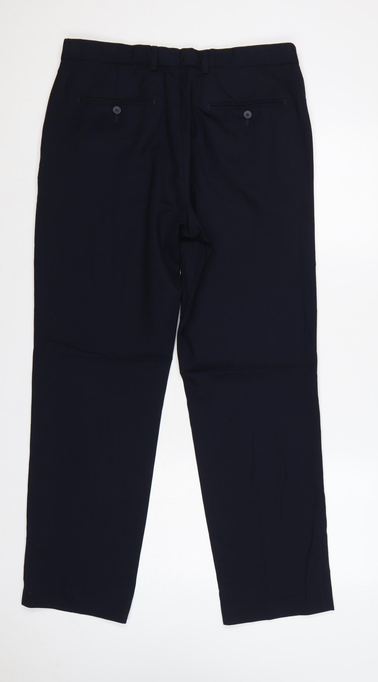 Marks and Spencer Men's Navy 34/31 Tailored Fit Dress Trousers
