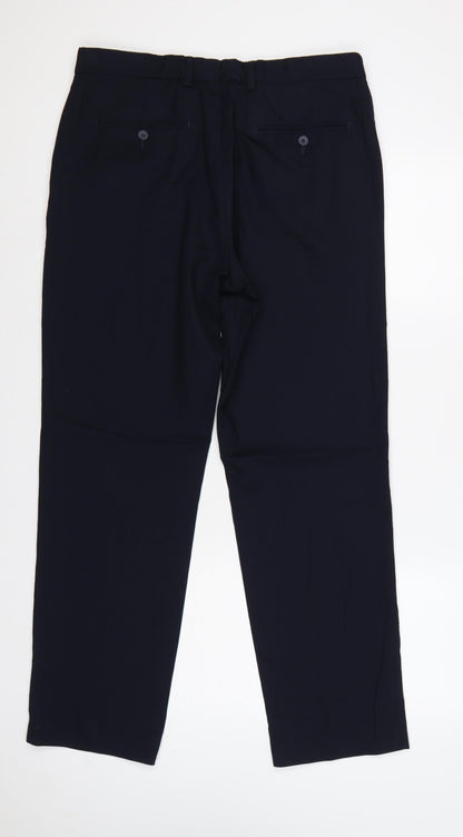 Marks and Spencer Men's Navy 34/31 Tailored Fit Dress Trousers