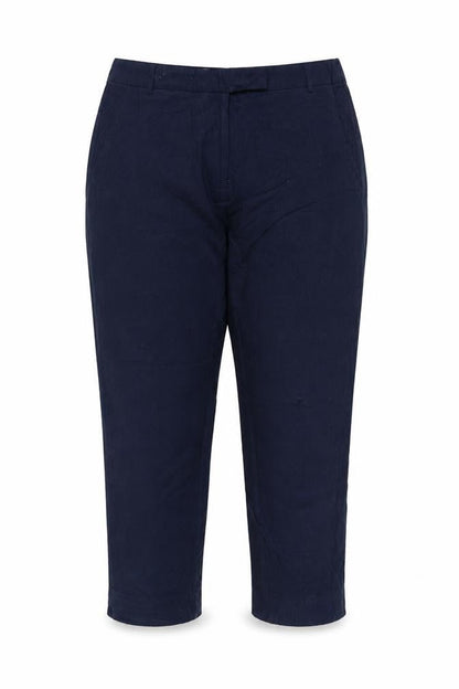 Marks & Spencer Women Navy UK 12 Linen Blend Straight Tailored Trousers