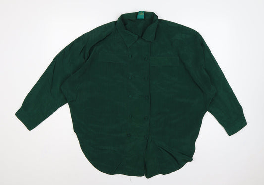 Additional front view of Canda Women Green UK 16 Basic Double-Breasted Button-Up Blouse